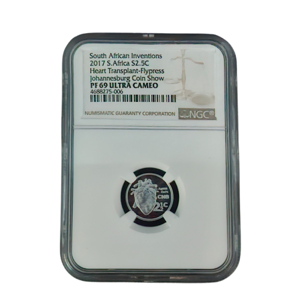 2017 South Africa Inventions S2.5c Heart Transplant- Flypress Johannesburg Coin Show PF 69 Ultra Cameo