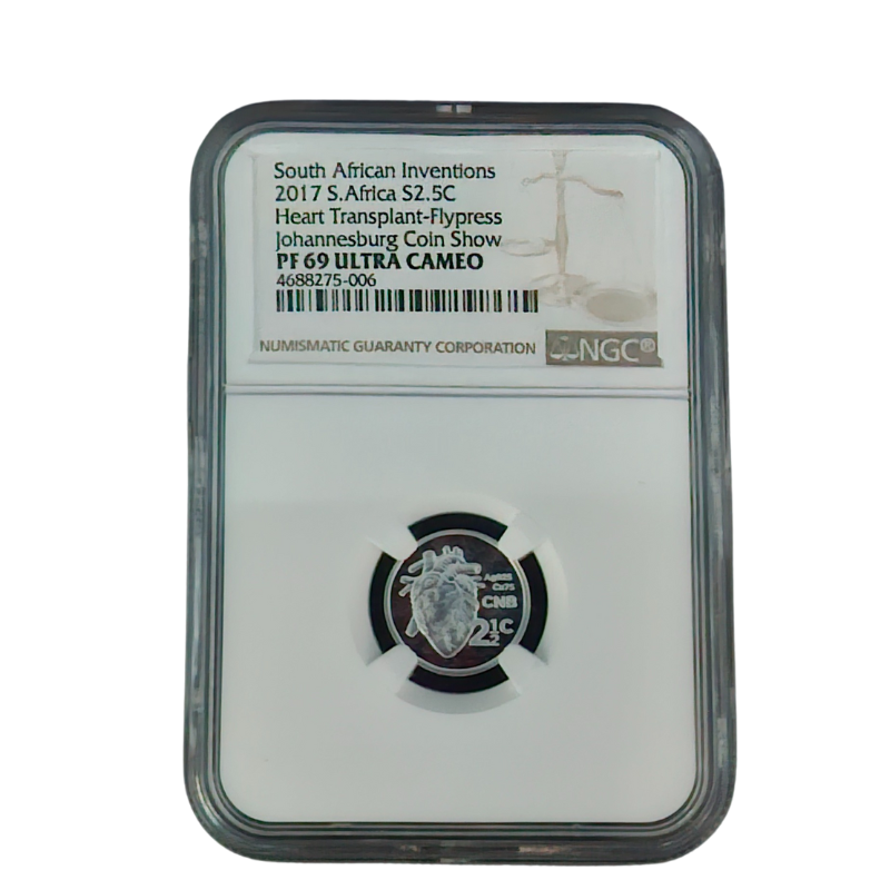 2017 South Africa Inventions S2.5c Heart Transplant- Flypress Johannesburg Coin Show PF 69 Ultra Cameo