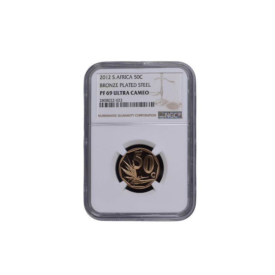 2012 South Africa 50c Bronze Plated Steel (PF 69 Ultra Cameo) Top Pop