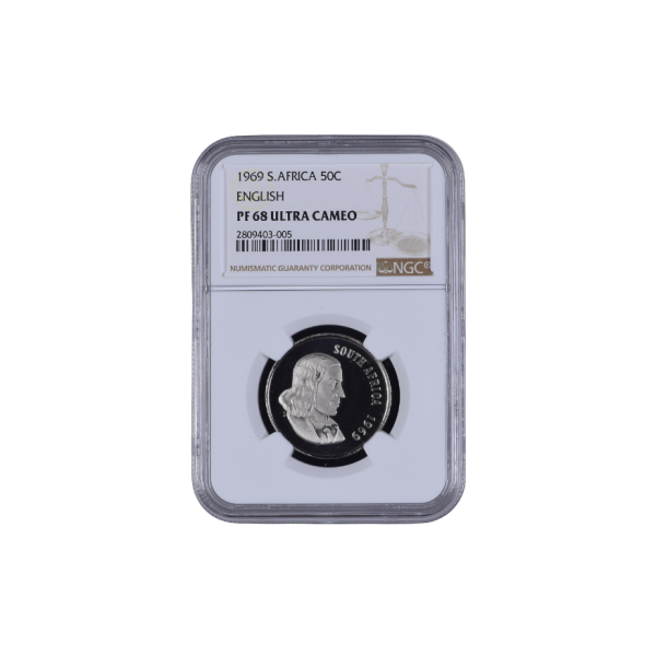 1969 South Africa 50c (English) (PF 68 Ultra Cameo) Top Pop