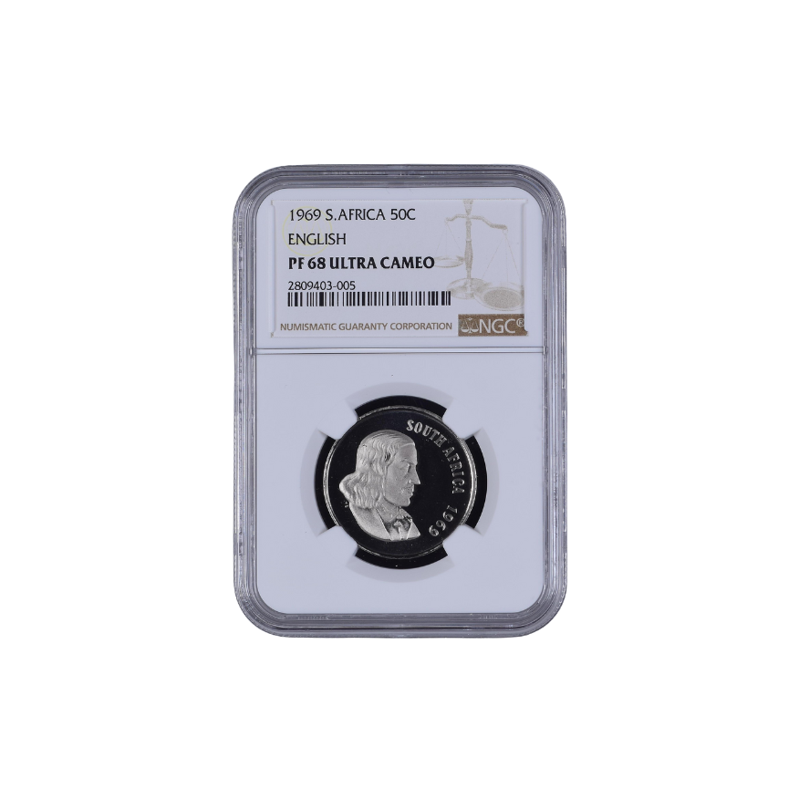1969 South Africa 50c (English) (PF 68 Ultra Cameo) Top Pop