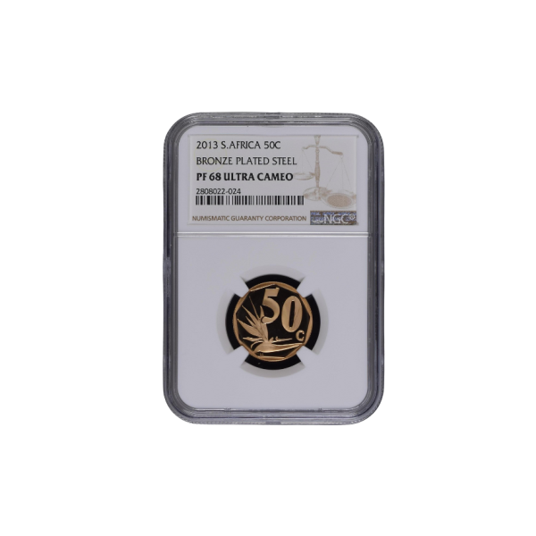 2013 South Africa 50 Cent Bronze Plated Steel (PF 68 Ultra Cameo)