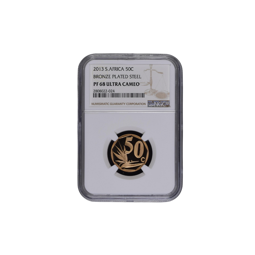 2013 South Africa 50 Cent Bronze Plated Steel (PF 68 Ultra Cameo)
