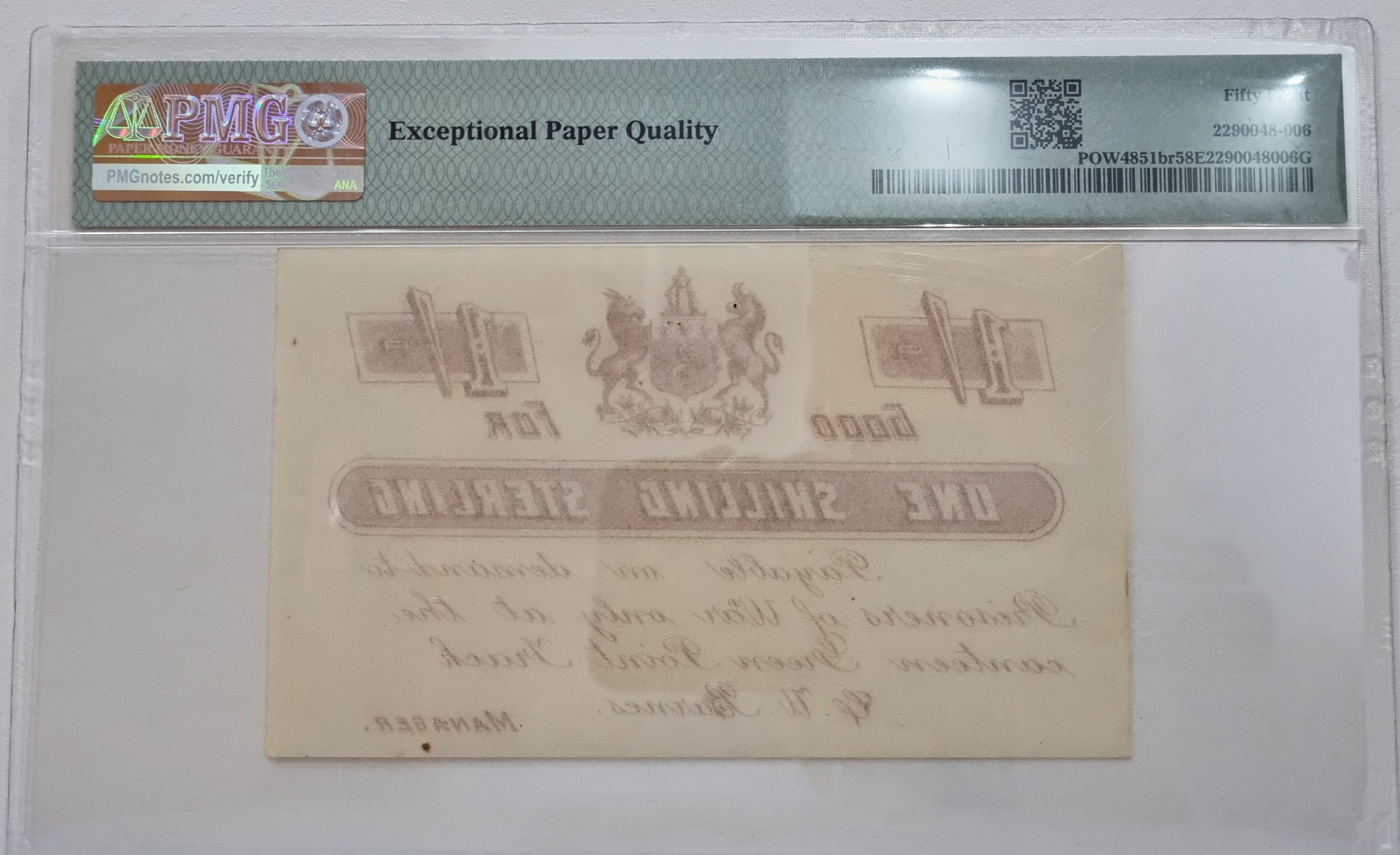 South Africa, POW Camp/Anglo-Boer War POW4851br ND (1899-1902) 1/-Shillings - Remainder, Red-Brown on White - Green Point Track 58 Choice About UNC - Image 2