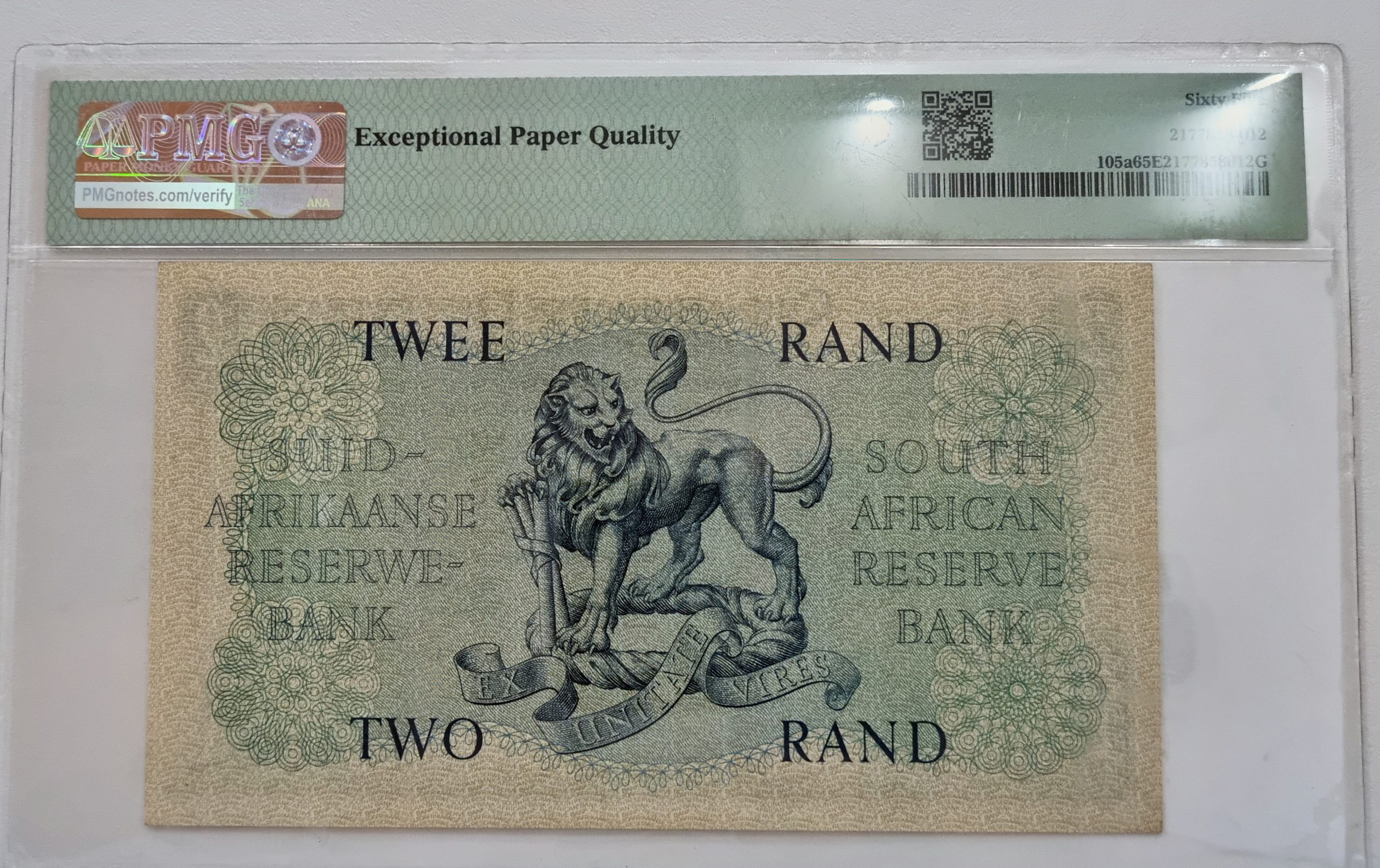 South Africa, Reserve Bank, Pick# 105a ND (1961) R2 - Wmk: J. van Riebeeck S/N B/13 050527- Sign. #3 65 Gem Uncirculated - Image 2