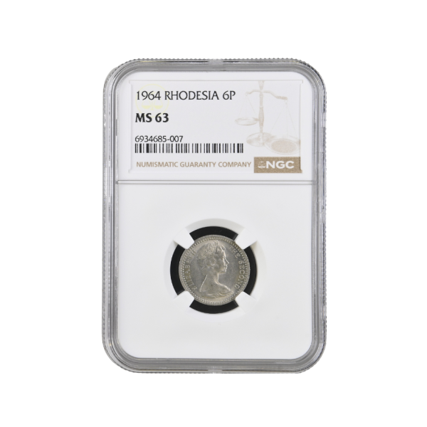 1964 Rhodesia 6 Pence MS 63