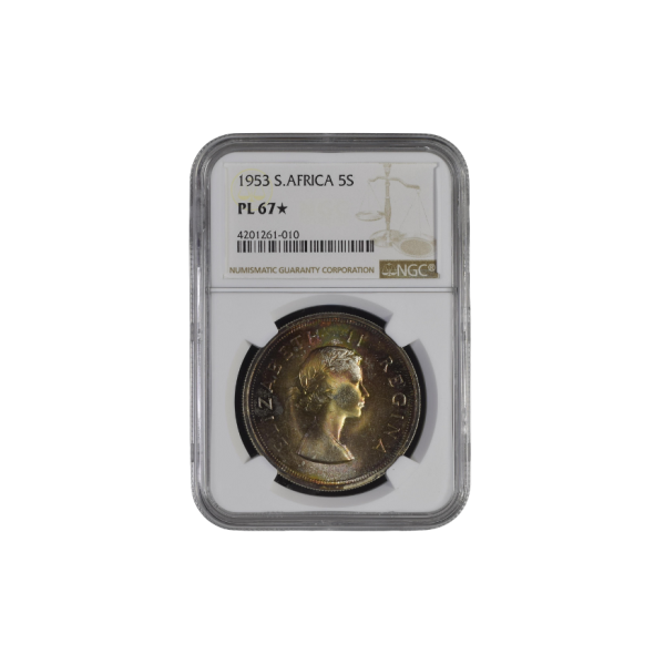 1953 South Africa 5 Shilling PL 67★
