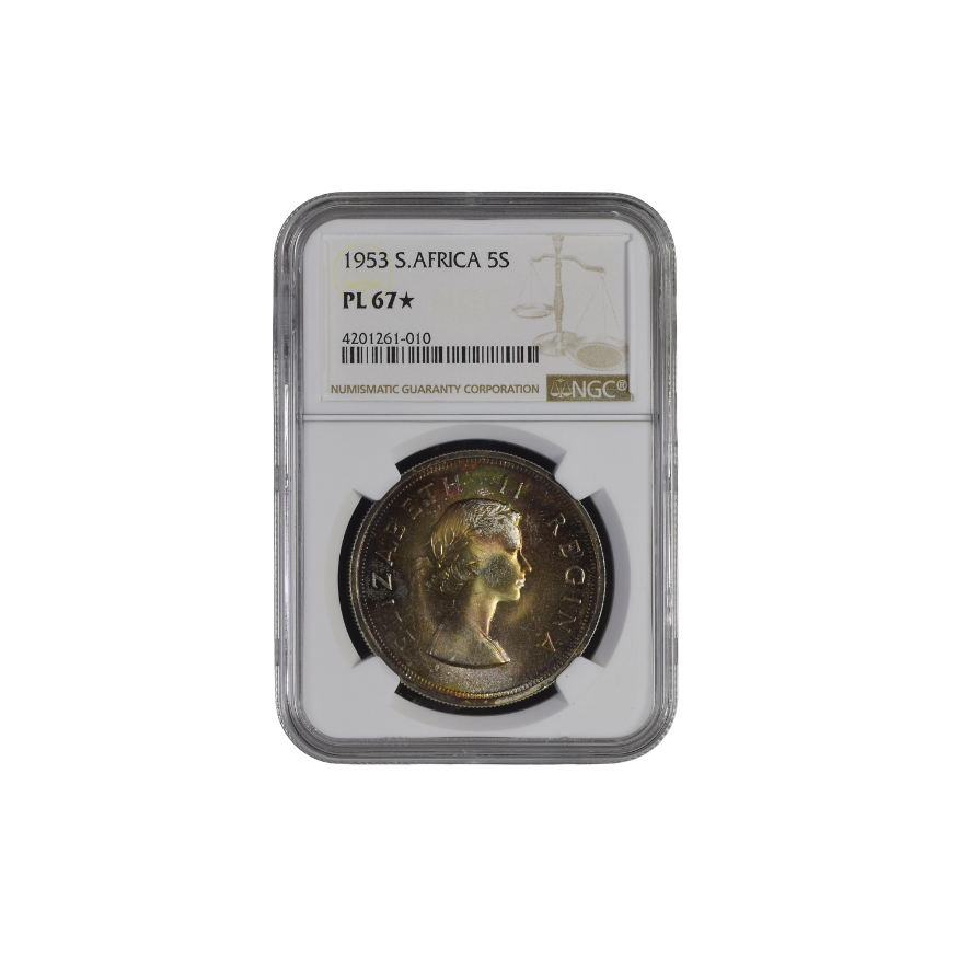 1953 South Africa 5 Shilling PL 67★