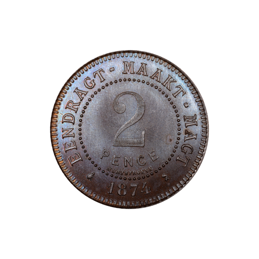 1874 South Africa 2 Penny ZAR BRONZE PF 65 BN - Image 3