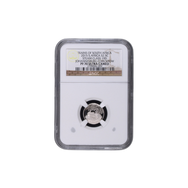 2015 South Africa 2.5c – Trains of South Africa Johannesburg Coin Show Steam Class 19D (PF 70 Ultra Cameo) Top Pop