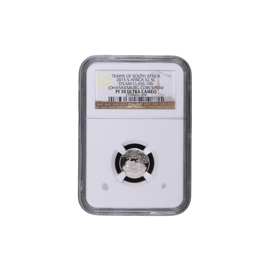 2015 South Africa 2.5c – Trains of South Africa Johannesburg Coin Show Steam Class 19D (PF 70 Ultra Cameo) Top Pop