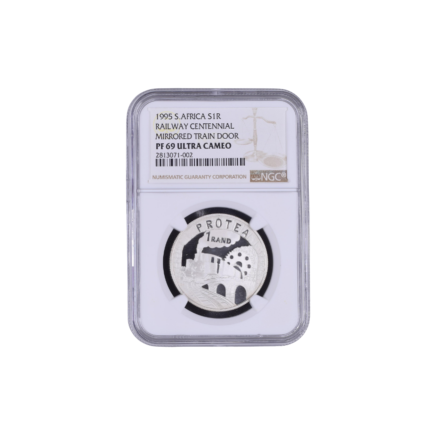 1995 South Africa S1R – Railway Centennial Mirrored Train Door (PF 69 Ultra Cameo) - Image 2