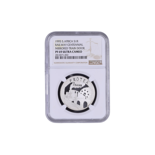 1995 South Africa S1R – Railway Centennial Mirrored Train Door (PF 69 Ultra Cameo)