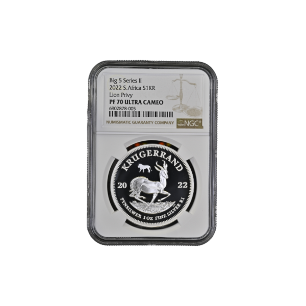 2022 South Africa S1KR Lion Privy Big 5 Series II PF 70 Ultra Cameo - Top Pop