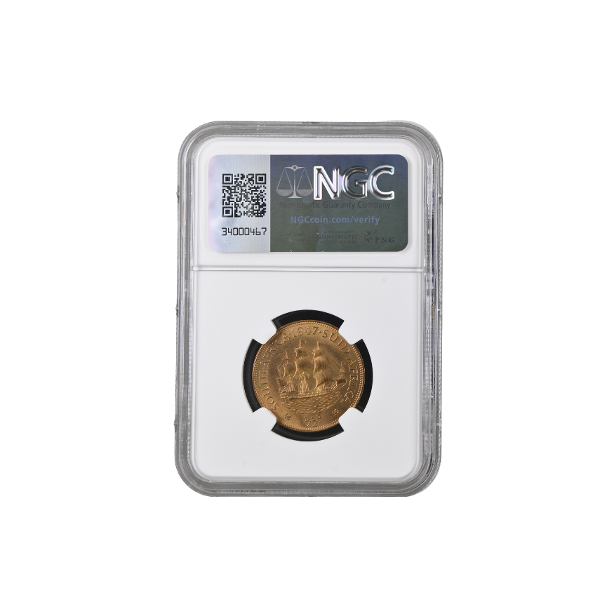 1947 South Africa 1/2 Penny PF 65 RD - Image 2