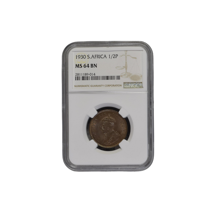 1930 South Africa 1/2 Penny MS 64 BN