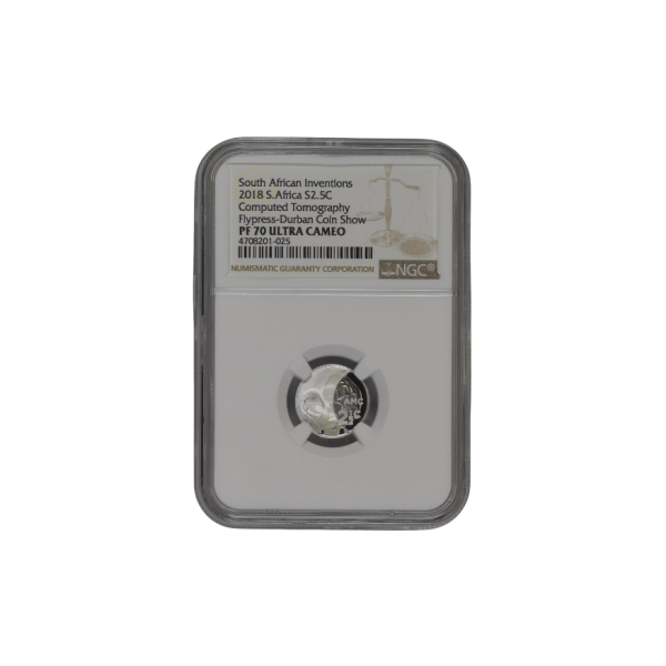 2018 South Africa S2.5c South Africa Inventions Computed Tomography Flypress-Durban Coin Show PF 70 Ultra Cameo - Top Pop