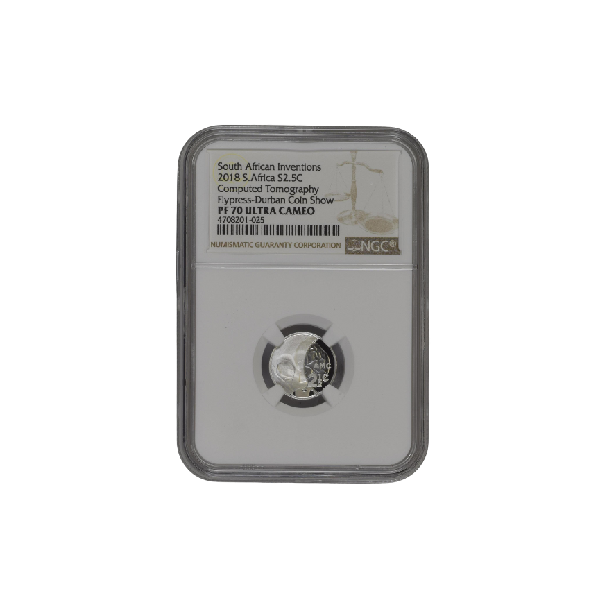 2018 South Africa S2.5c South Africa Inventions Computed Tomography Flypress-Durban Coin Show PF 70 Ultra Cameo - Top Pop