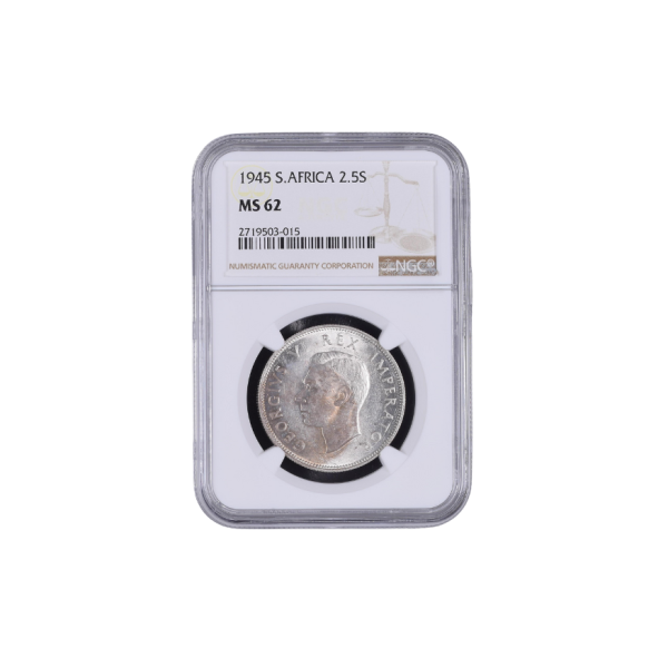 1945 South Africa 2.5 Shilling MS 62