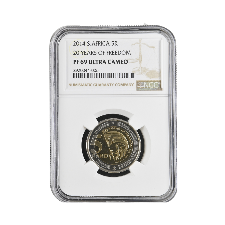 2014 South Africa R5 20 years of Freedom PF 69 Ultra Cameo