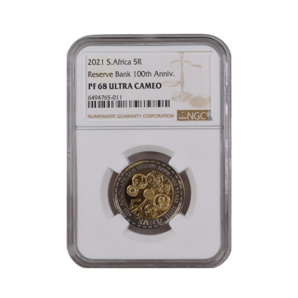2021 South Africa R5 Reserve Bank 100th Anniv. PF 68 Ultra Cameo