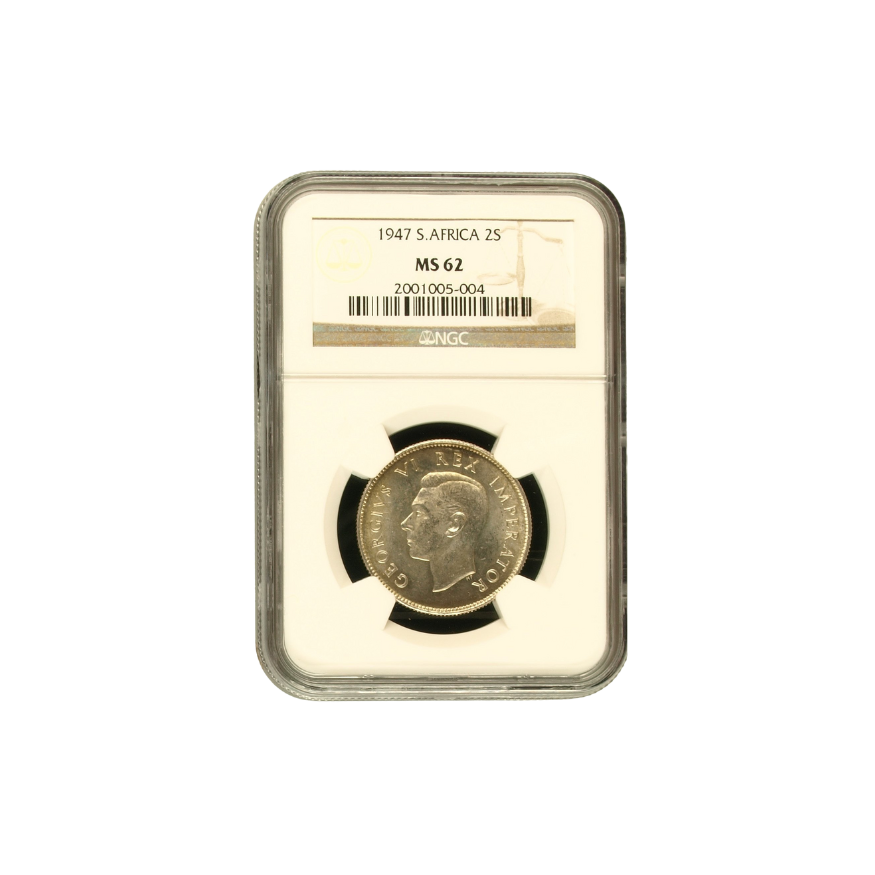 1947 South Africa 2 Shilling MS 62