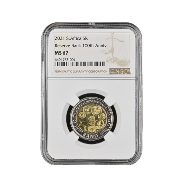 2021 South Africa R5 Reserve Bank 100th Anniv. MS 67