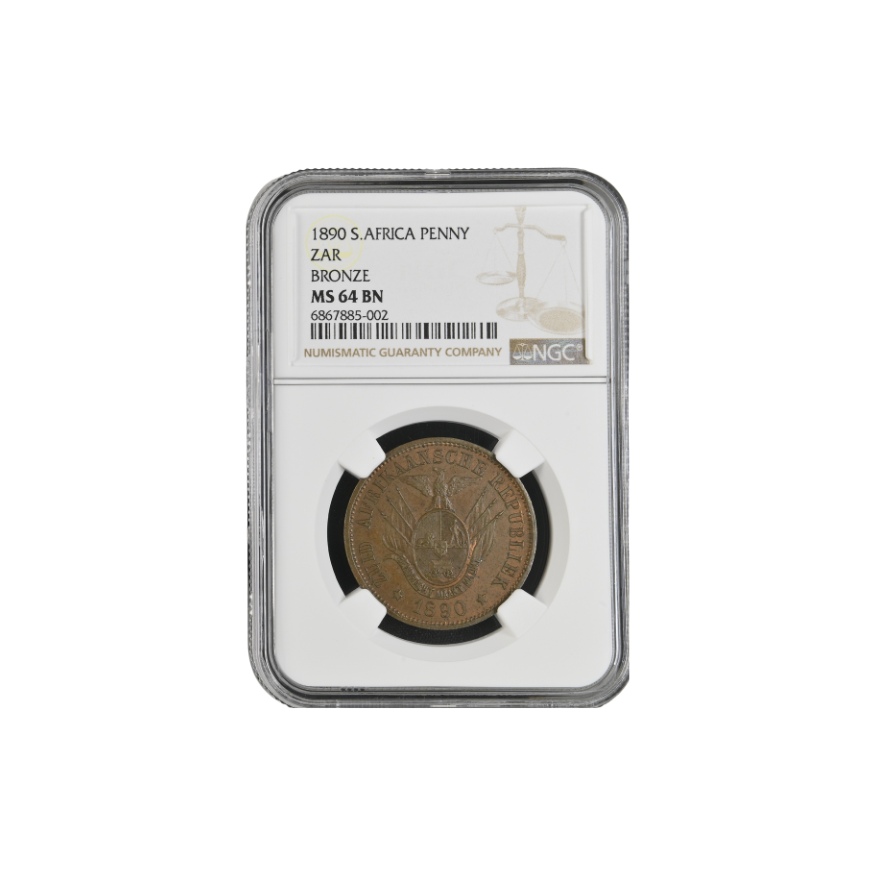 1890 ZAR Penny Bronze MS 64 BN - Top Pop