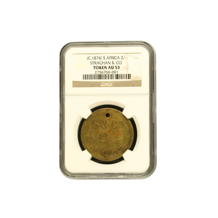 (c. 1874) South Africa 2 Shillings — Strachan & Co. Token (AU53)