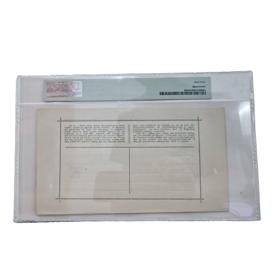 South Africa / Anglo-Boer War Pick# 56b 1900 £10-Pretoria- Without "No." by S/N S/N 7391 - Zuid-Afikaansche Republiek - Image 2