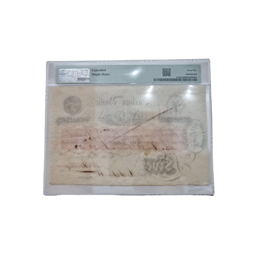 South Africa/ Natal,Durban Bank Pick# S442a 1862 £5- Printer: N&P S/N 00231- Sign. Title- Chief Clerk Choice Extremely Fine 45 - Image 2