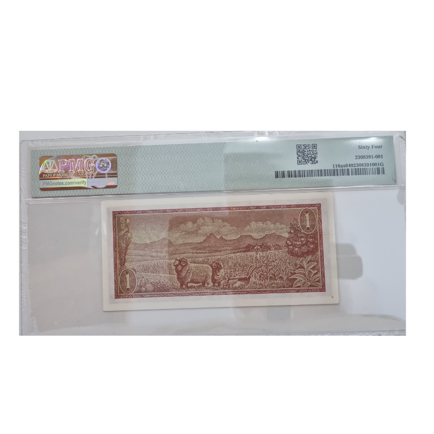 South Africa, Reserve Bank " SPECIMEN" Pick# 116as ND (1973) 1 Rand- Wmk: Springbok S/N B/309 000000-Sign. #5 (Choice Uncirculated 64) - Image 2