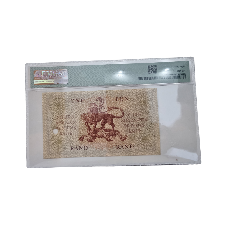 South Africa, Reserve Bank "SPECIMEN" Pick#102bs ND(1962-65) 1 Rand- Wmk: J. van Riebeeck Sign.#4 (Choice About Unc 58) - Image 2