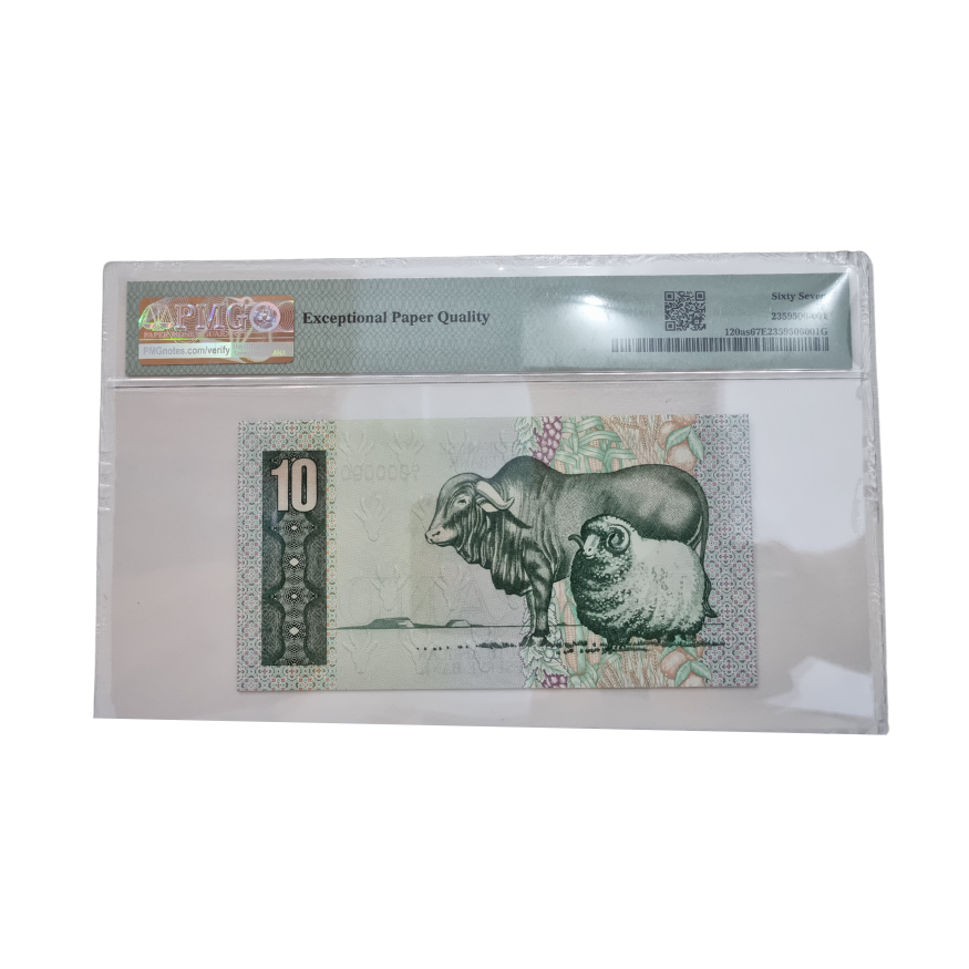 South Africa, Reserve Bank "SPECIMEN" Pick# 120as ND(1978-81) 10 Rand- Wmk: J. van Riebeeck S/N C/1 000000- Sign.#5 (Superb Gem Unc 67 EPQ) - Image 2
