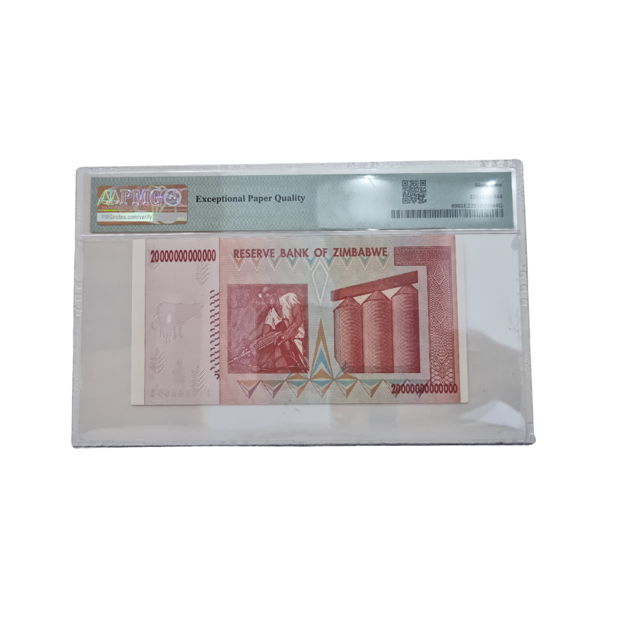 Zimbabwe, Reserve Bank Pick# 89 2008 20 Trillion Dollars S/N AA0046694-Sign.#8 (Gem Uncirculated 65 EPQ) - Image 2