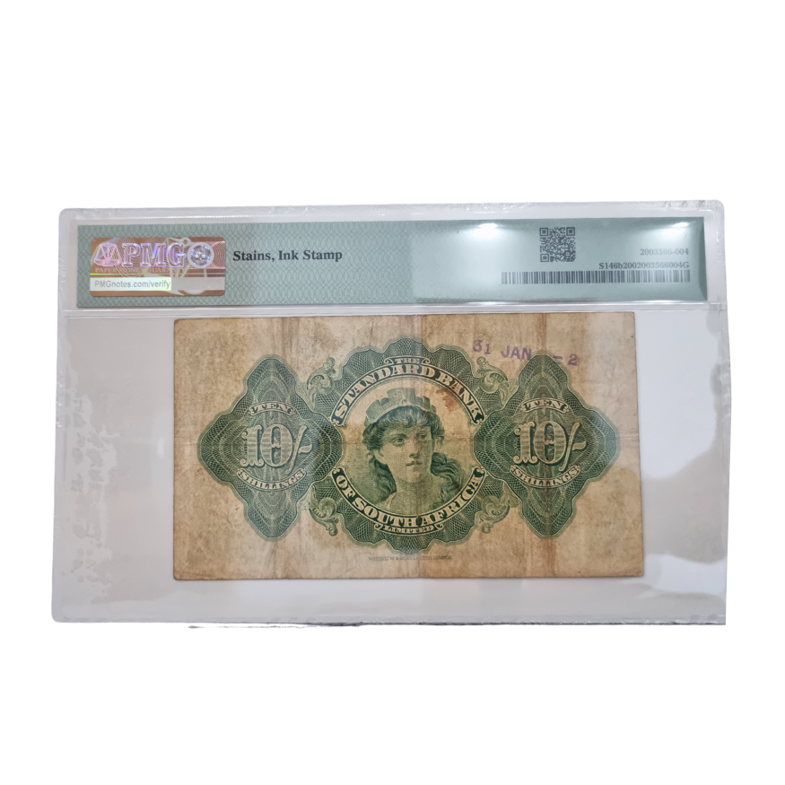 Rhodesia, Standard Bank of S. Africa Ltd. 1932-38 10/-Shillings- Salisbury S/N A565687 Printer: W&S - Image 2