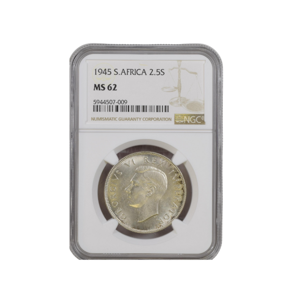 1945 South Africa 2.5 Shilling MS 62