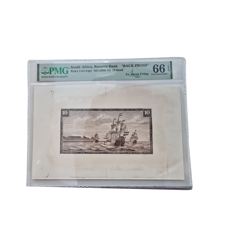 South Africa, Reserve Bank Pick# 113/114p2 ND (1966-76) 10 Rand "BACK PROOF" Ex. Derek Friday (Gem Uncirculated 66 EPQ)
