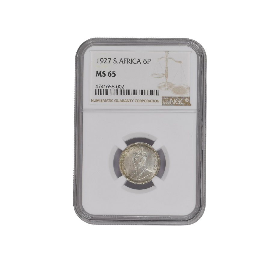 1927 South Africa 6 Pence MS65