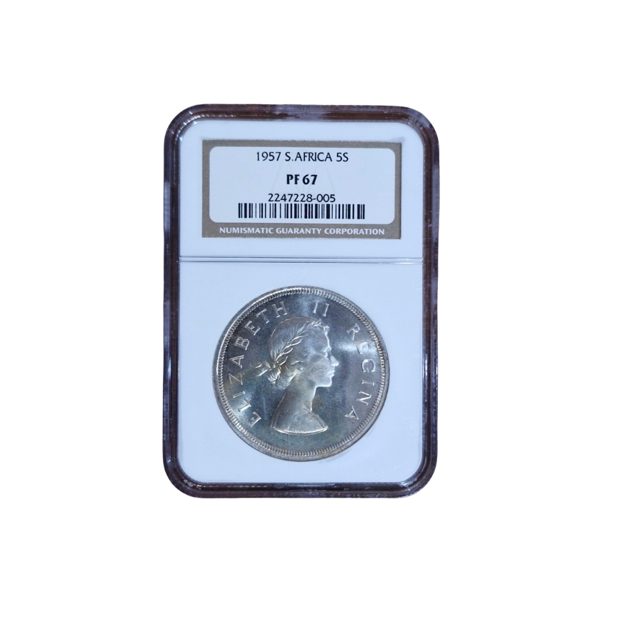 1957 South Africa 5 Shilling - PF 67