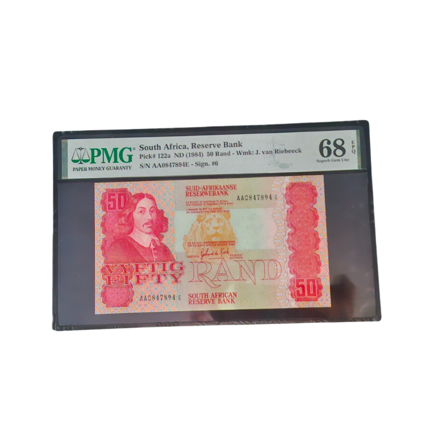 South Africa, Reserve Bank ND (1984)50 Rand-WmK: J. van Riebeeck Set (S/N AA0847894E/ AA0847895E-Sign. #6) - Image 2