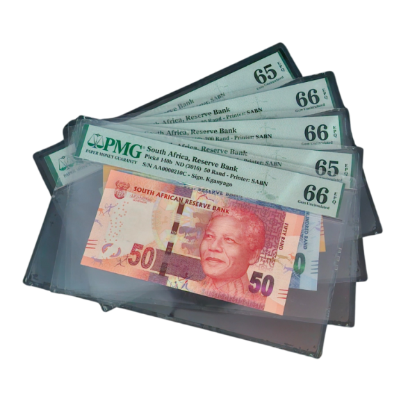 South Africa, Reserve Bank 2016 Complete Set S/N AA0000210A-E R10-R200