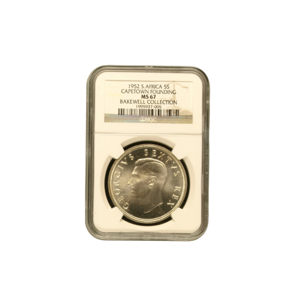 1952 South Africa CAPETOWN FOUNDING 5 Shilling MS 67
