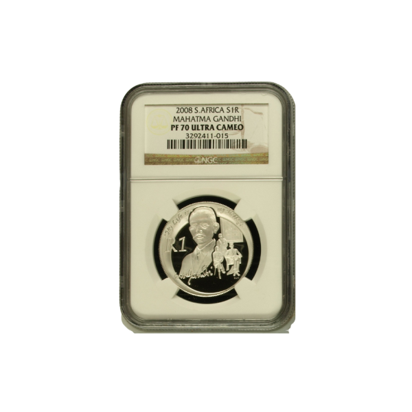 2008 South Africa S1R Mahatma Gandhi - PF 70 Ultra Cameo - Top Pop