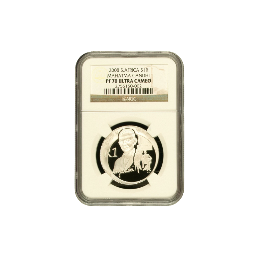 2008 South Africa S1R Mahatma Ghandhi PF 70 Ultra Cameo - Top Pop