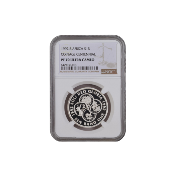 1992 South Africa S1R Coinage Centennial PF 70 Ultra Cameo - Top Pop