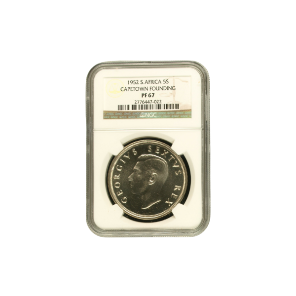 1952 South Africa 5 Shilling CAPETOWN FOUNDING PF 67