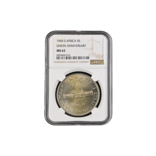 1960 South Africa UNION ANNIVERSARY 5 Shilling MS 62