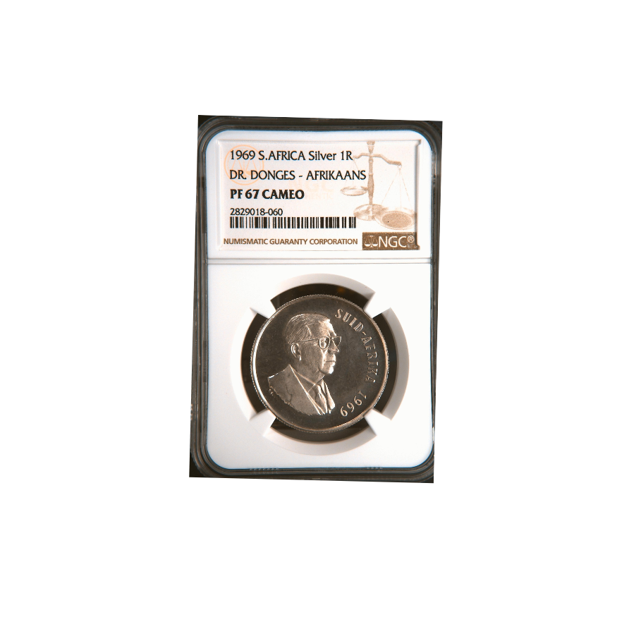 1969 South Africa Dr. Donges - AFRIKAANS S1R PF 67 CAMEO