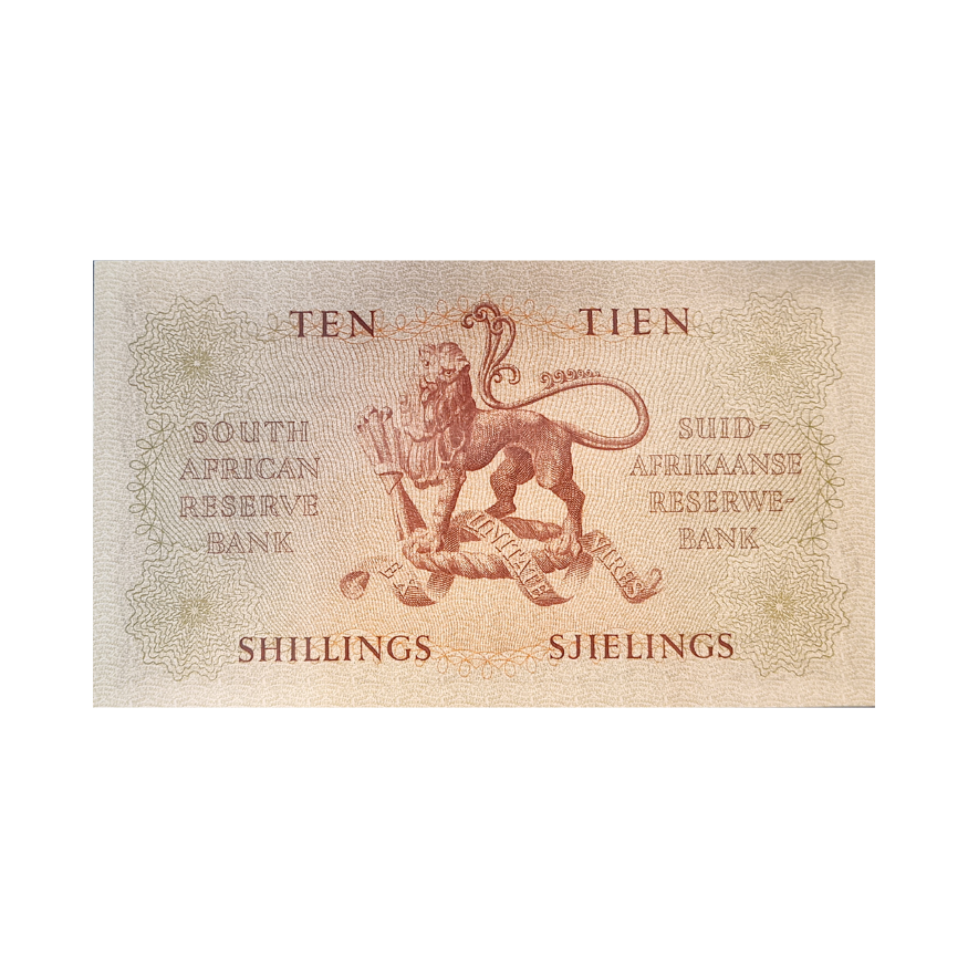 South African Reserve Bank Ten Shilling Eng/Afr 1959 S/N: A/171 562079 - Image 2